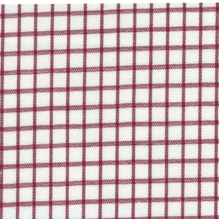 White with Red Check Shirt Fabric