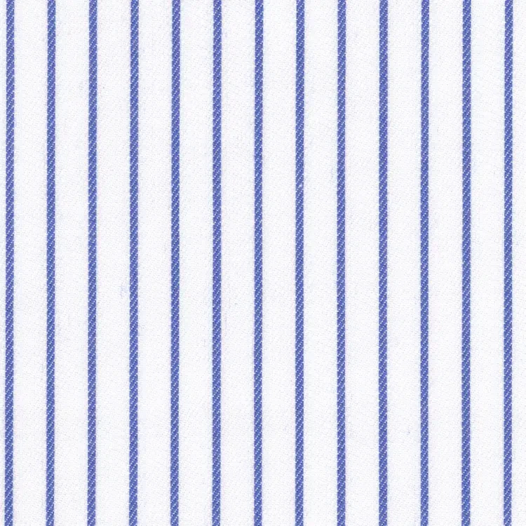 White with Royal Blue Stripe Shirt Fabric