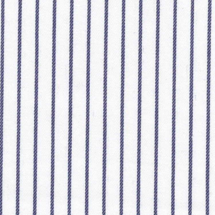 White with Dark Blue Stripe Shirt Fabric