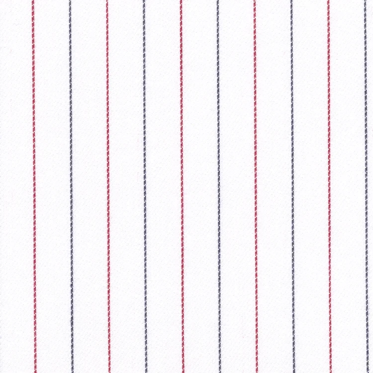 White with Black and Red Stripe Shirt Fabric