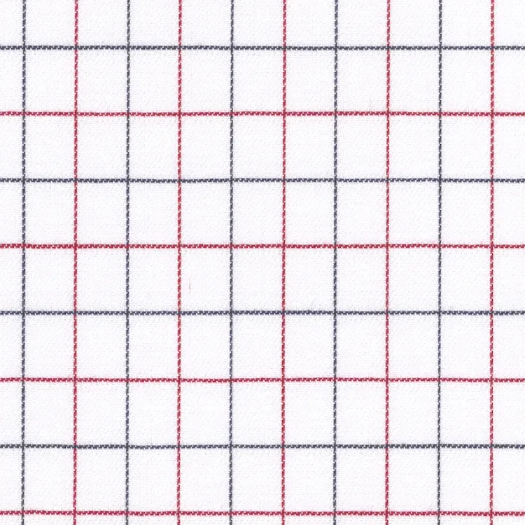 White with Black and Red Check Shirt Fabric