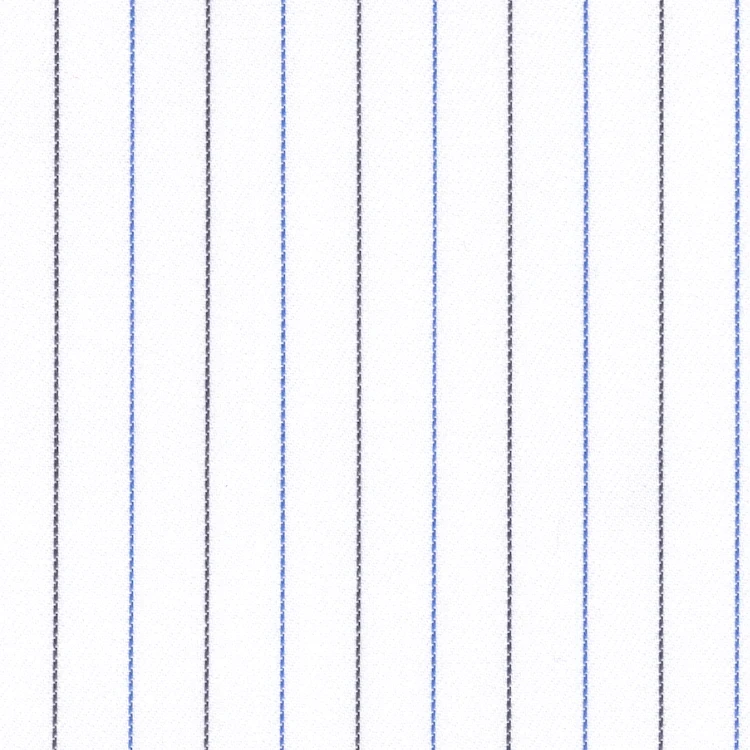 White with Black and Blue Stripe Shirt Fabric