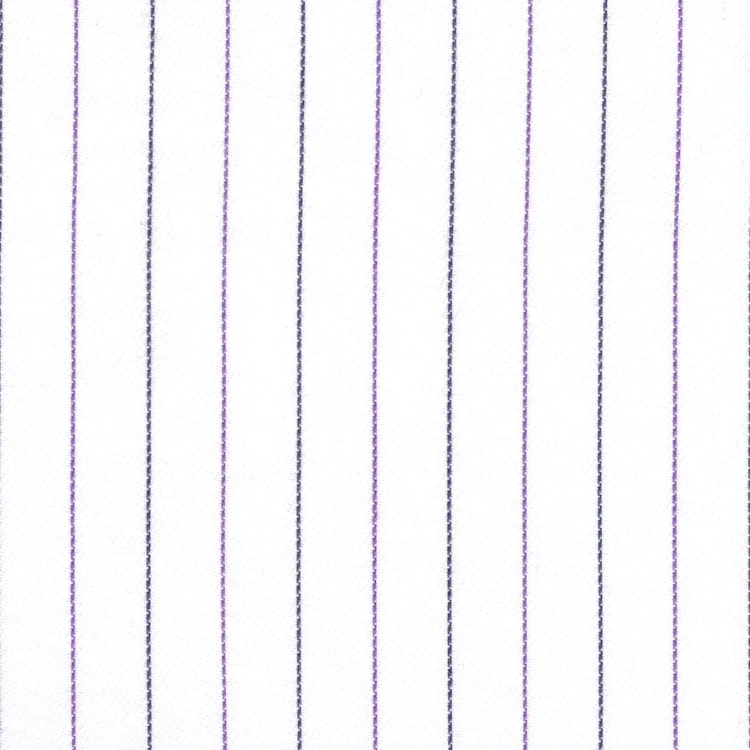White with Black and Purple Stripe Shirt Fabric