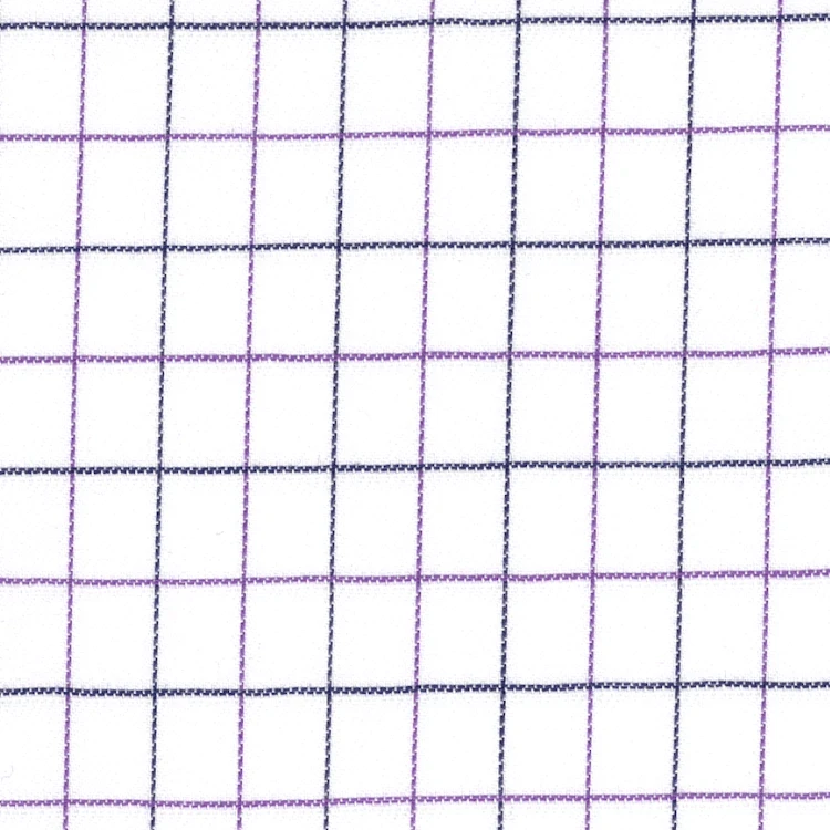 White with Black and Purple Check Shirt Fabric