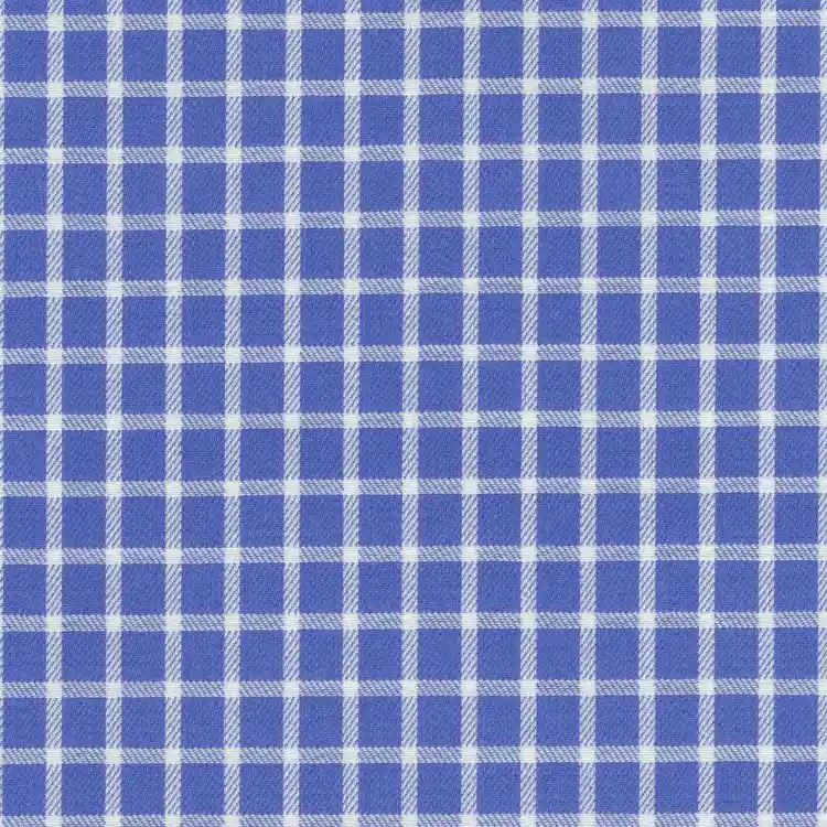 Royal Blue with White Check Shirt Fabric