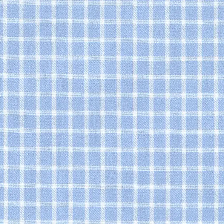 Light Blue with White Check Shirt Fabric