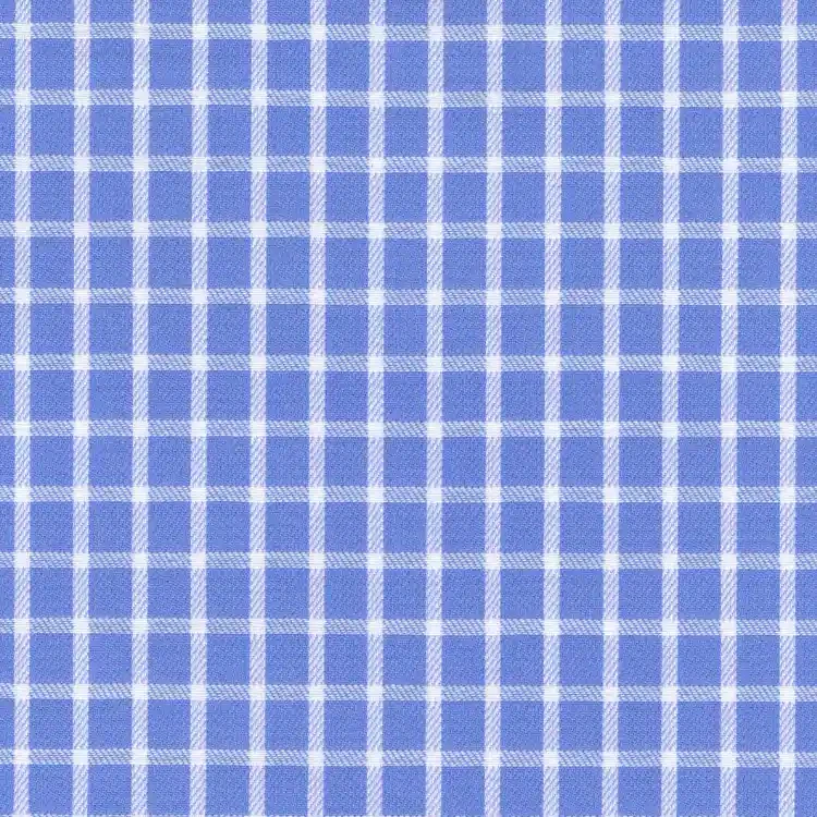 Blue with White Check Shirt Fabric