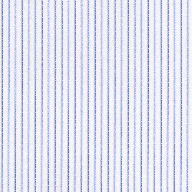 White with Blue Stripe Shirt Fabric