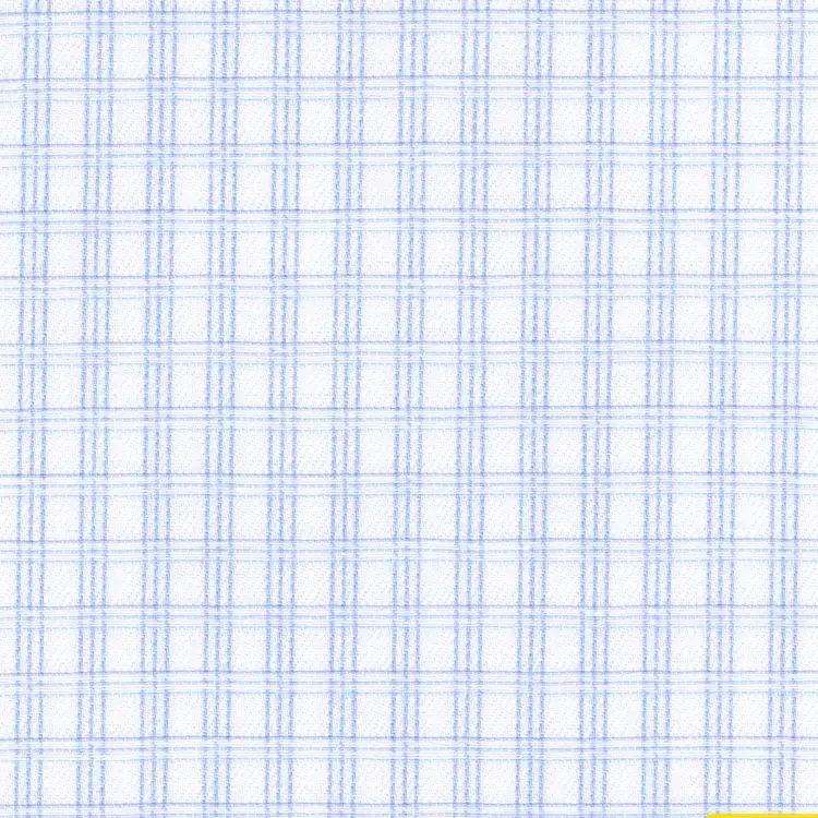 White with Blue Check Shirt Fabric