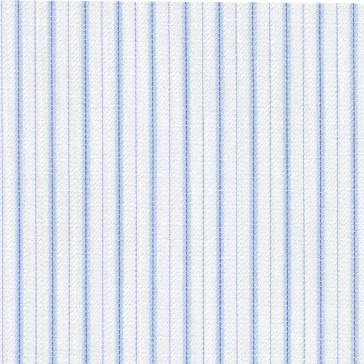 White with Blue Stripe Shirt Fabric