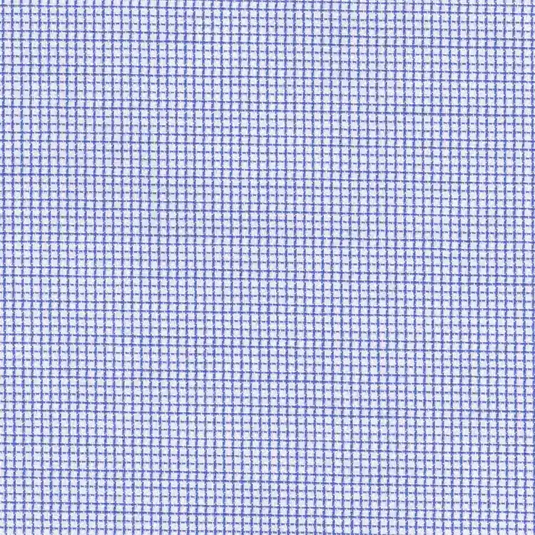 White with Navy Small Check Shirt Fabric