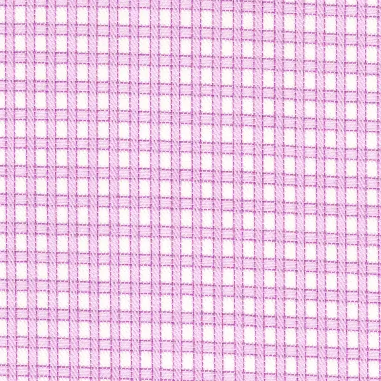 White with Pink Check Shirt Fabric