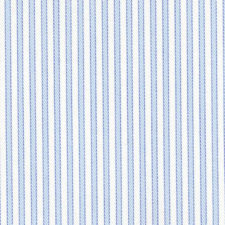 White with Blue Stripe Shirt Fabric
