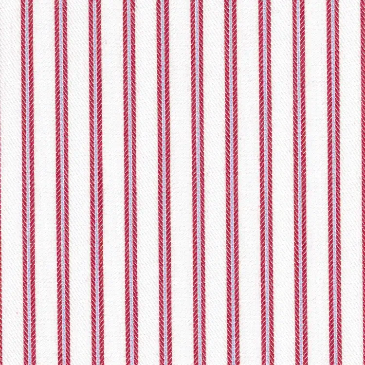 Red and Light Blue Stripe On White Shirt Fabric
