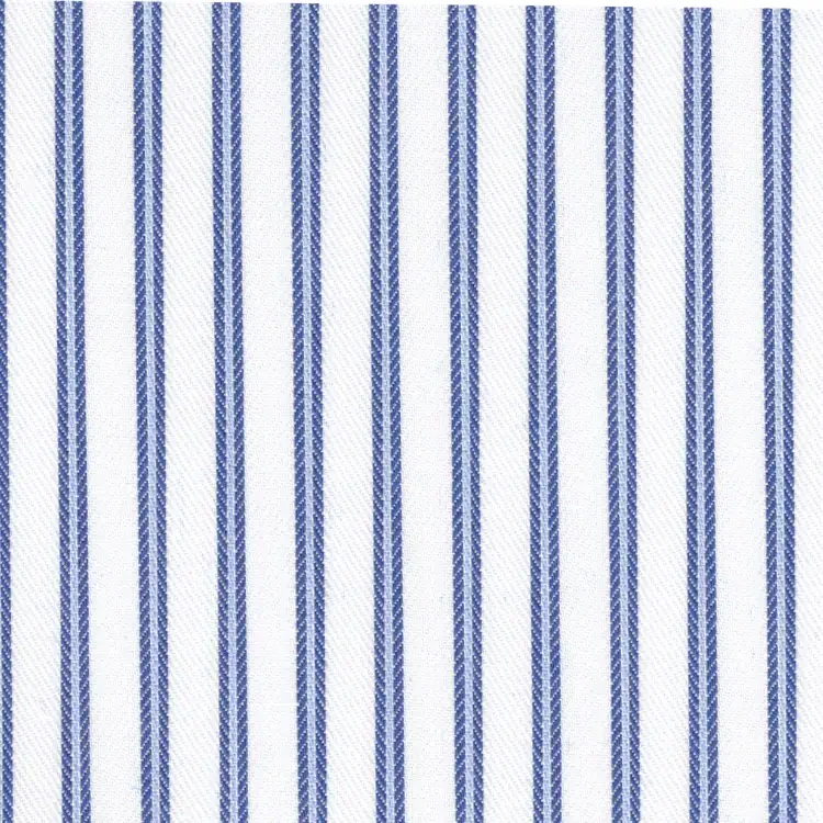 Navy and Light Blue Stripe On White Shirt Fabric