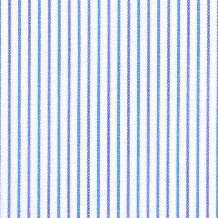 Blue and Aqua Stripe On White Shirt Fabric