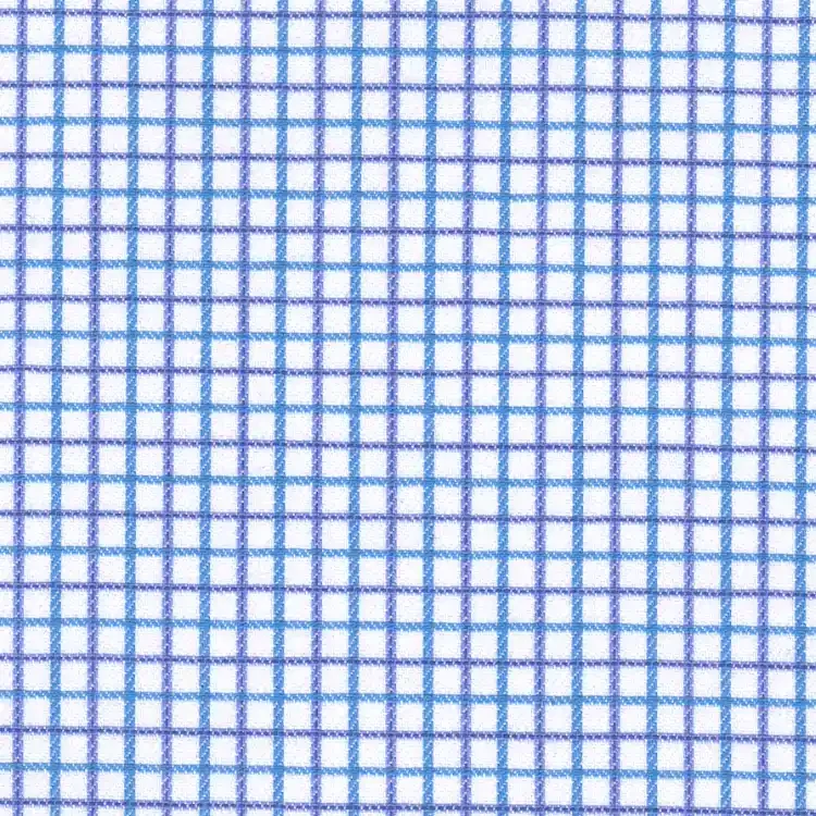 Blue and Aqua Check On White Shirt Fabric