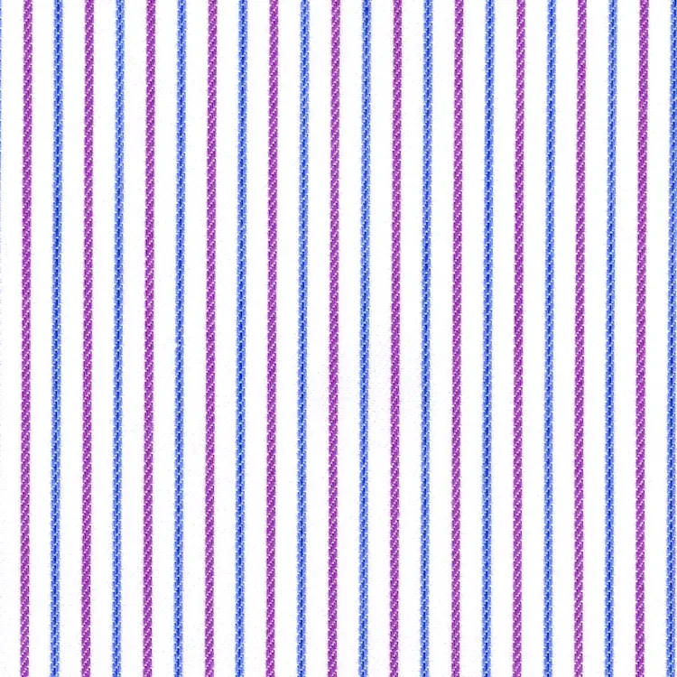 Blue and Purple Stripe On White Shirt Fabric