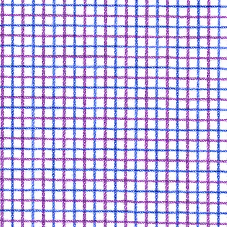 Blue and Purple Check On White Shirt Fabric