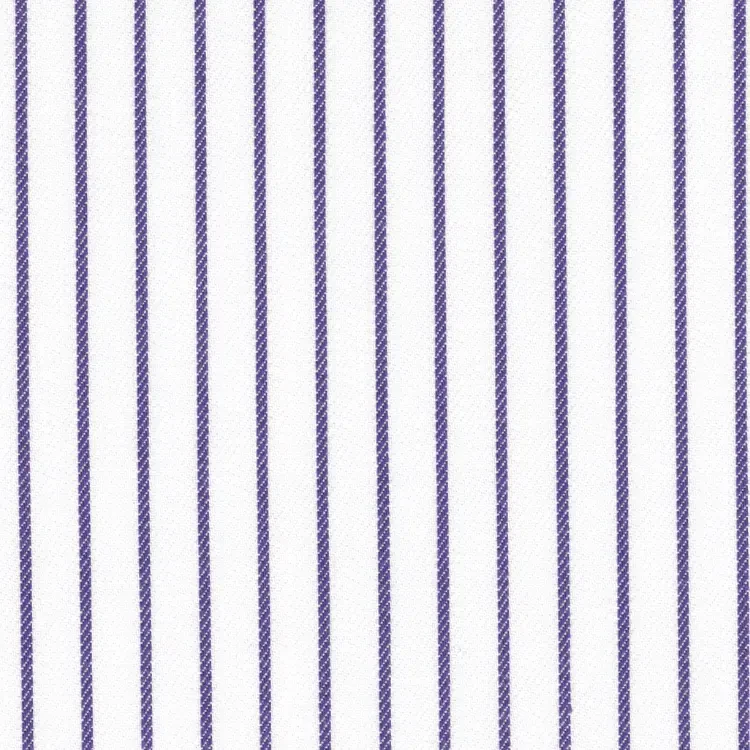 White with Dark Purple Stripe Shirt Fabric