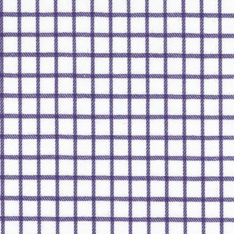 White with Dark Purple Check Shirt Fabric