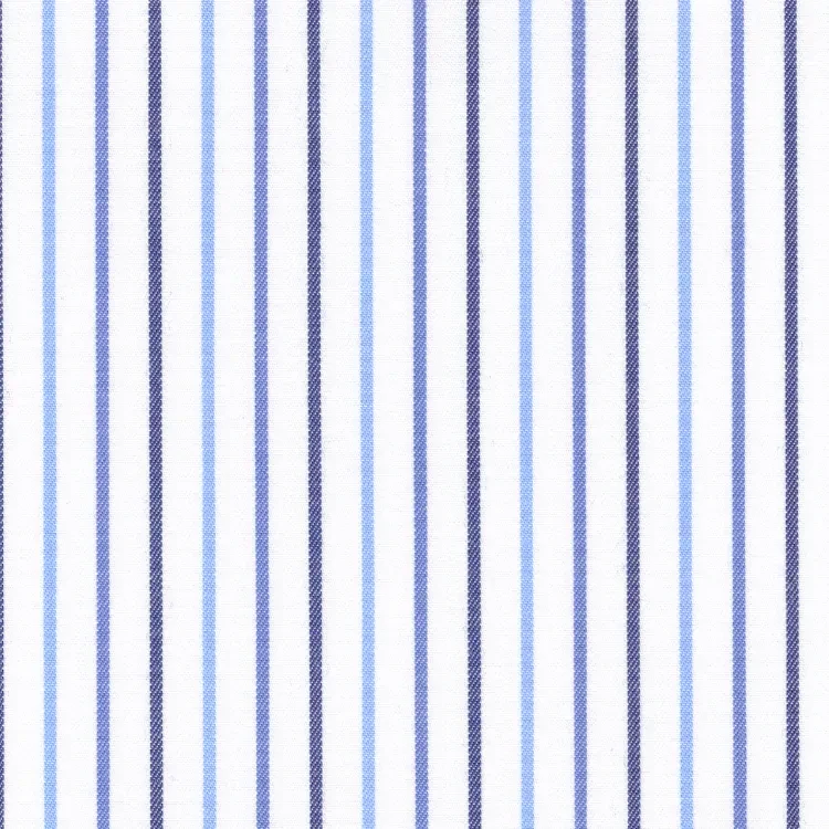 White with Blue and Dark Blue Stripe Shirt Fabric