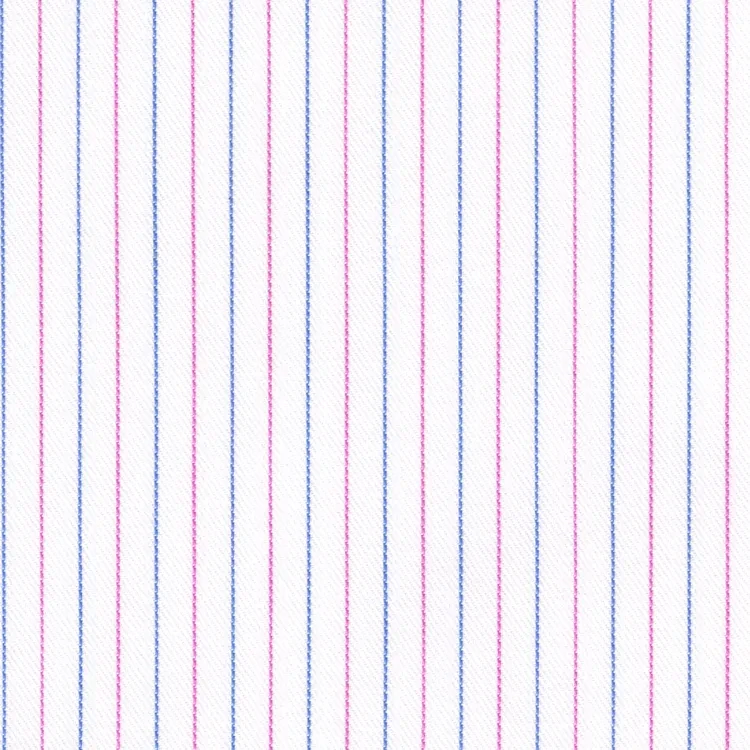 White with Pink and Blue Stripe Shirt Fabric