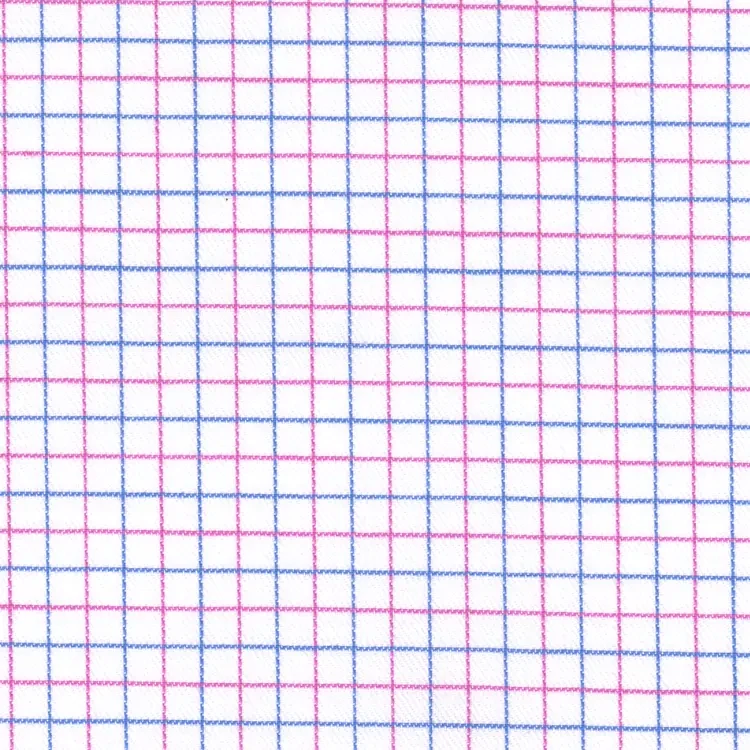 White with Pink and Blue Check Shirt Fabric