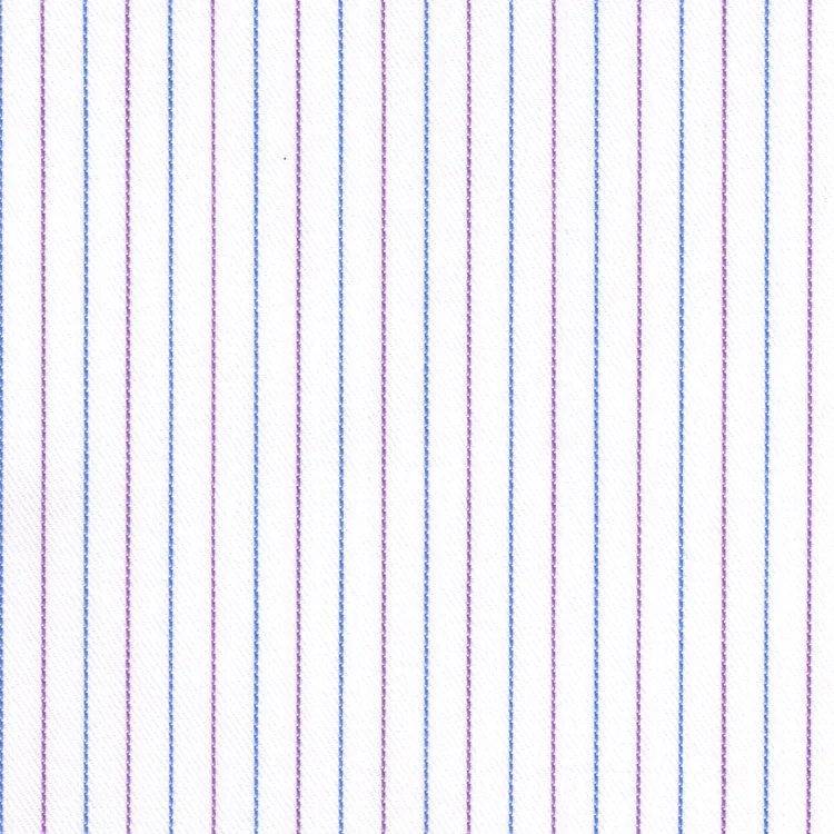 White with Purple and Blue Stripe Shirt Fabric