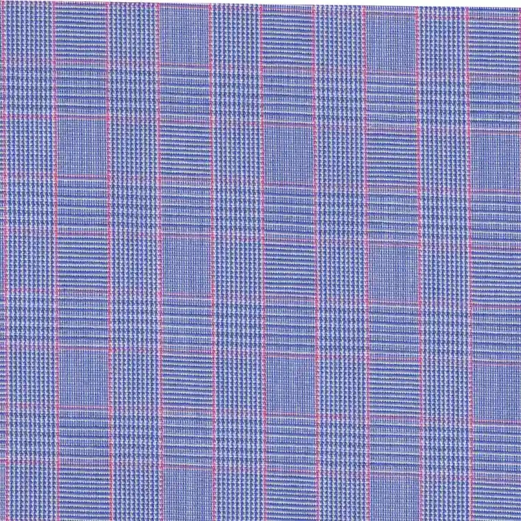 Blue with Pink Check Shirt Fabric