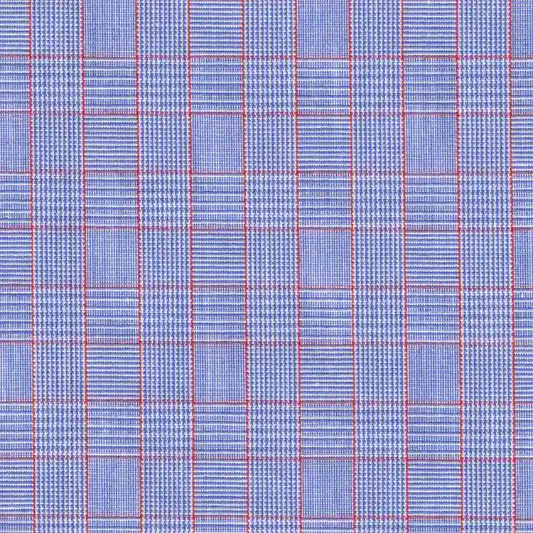 Blue with Red Check Shirt Fabric