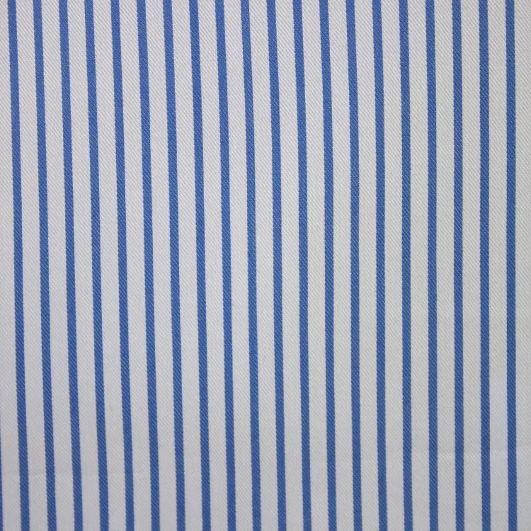 Blue Stripe On White Shirt Fabric