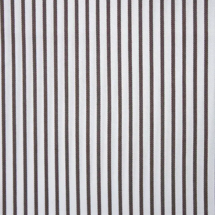 Brown Stripe On White Shirt Fabric
