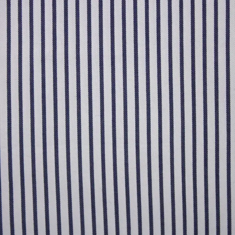 Dark Blue Stripe On White Shirt Fabric