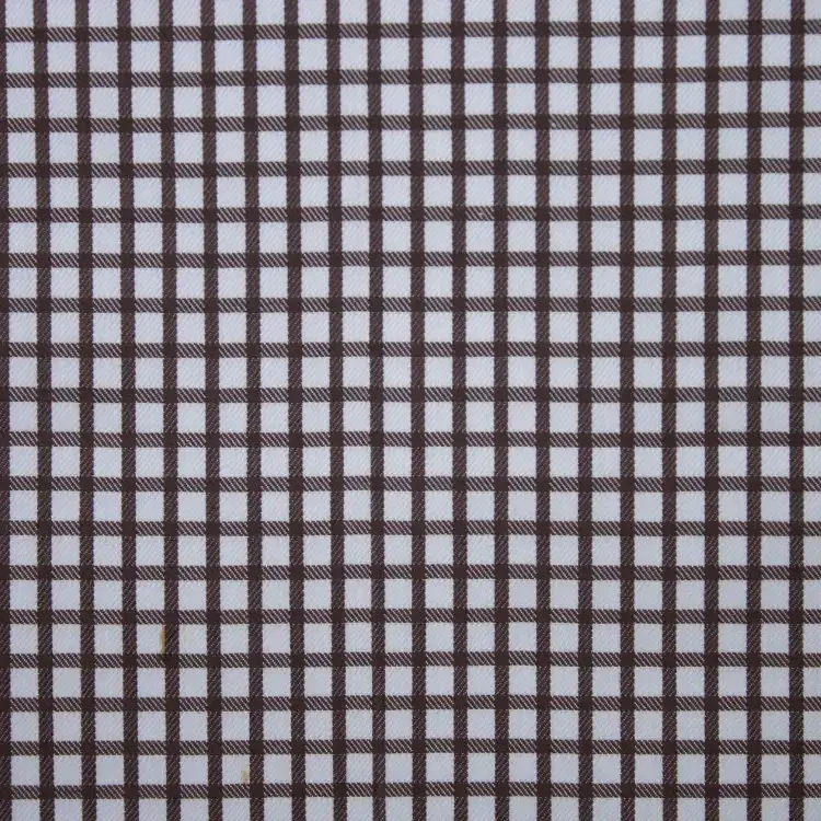 Brown Check On White Shirt Fabric