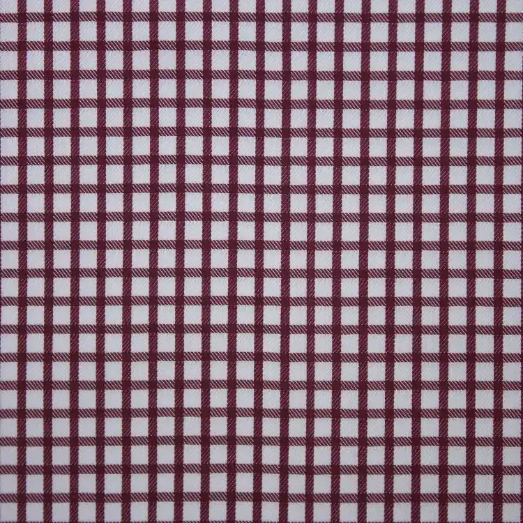 Copper Check On White Shirt Fabric