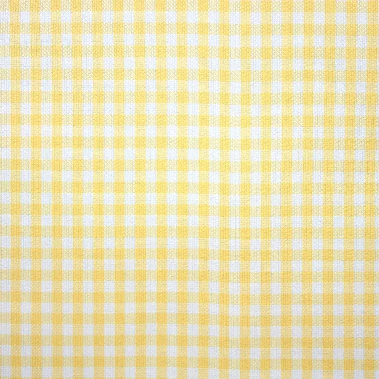 White and Yellow Checks Shirt Fabric