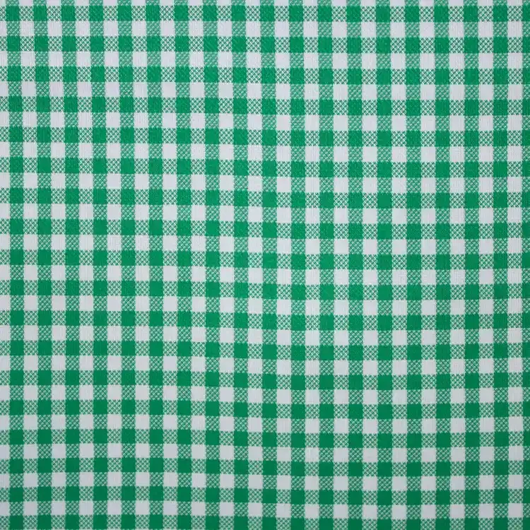 White and Green Checks Shirt Fabric