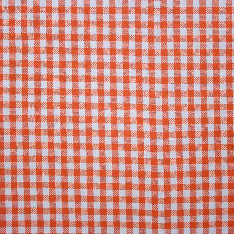 White and Rusna Orange Checks Shirt Fabric
