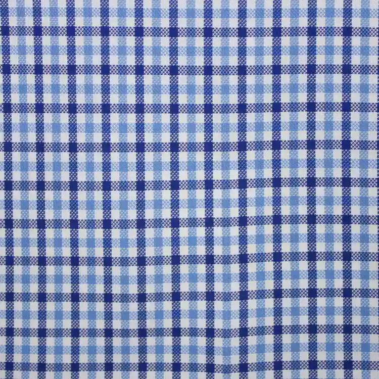 Two Toned Blue Check Shirt Fabric
