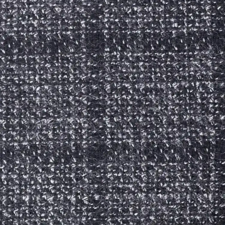 Dark Gray Weave Check Tweed Fabric