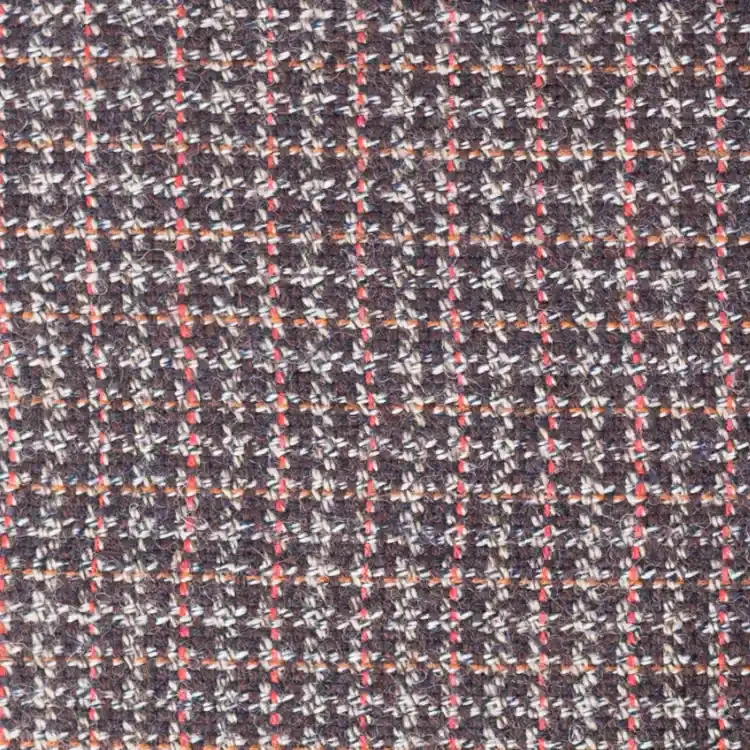 Brown and Red Houndstooth Tweed Fabric