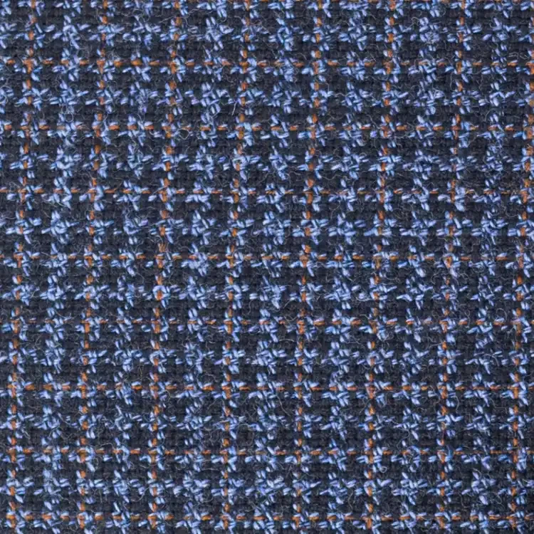 Brown and Blue Houndstooth Tweed Fabric