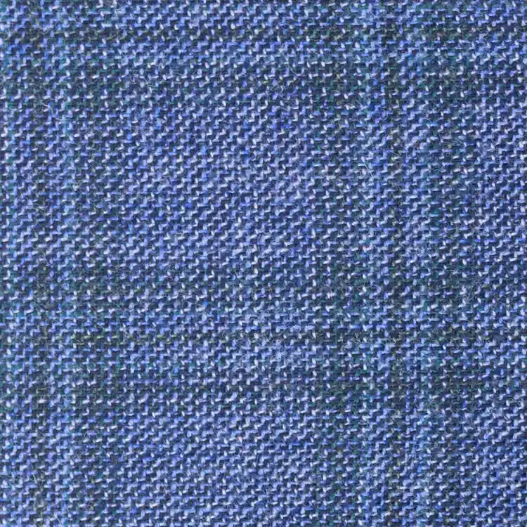 Navy with Green Check Tweed Fabric
