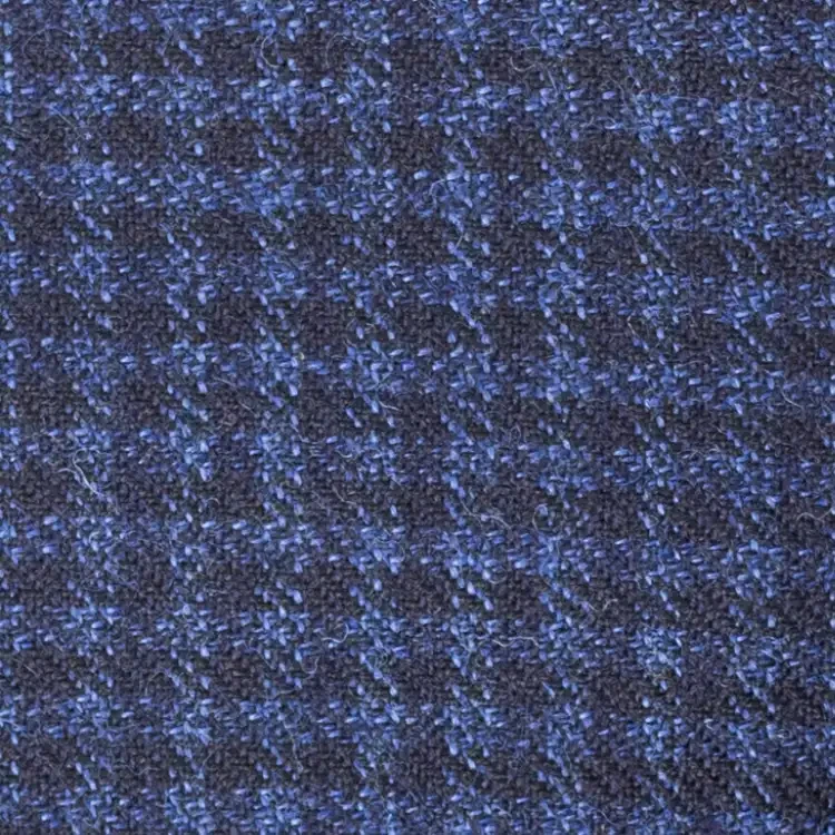 Blue and Navy Houndstooth check Tweed Fabric