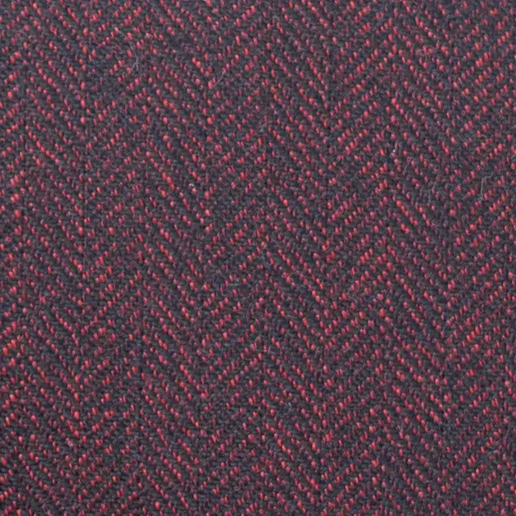 Deep Burgundy Herringbone Tweed Fabric