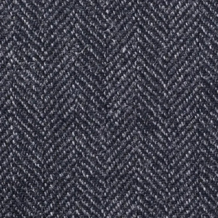 Dark Gray Herringbone Tweed Fabric