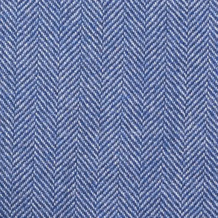 Denim Blue Herringbone Tweed Fabric