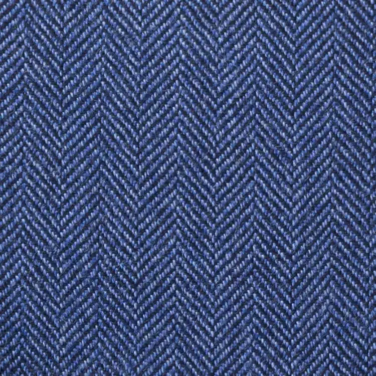 Navy Blue Herringbone Tweed Fabric