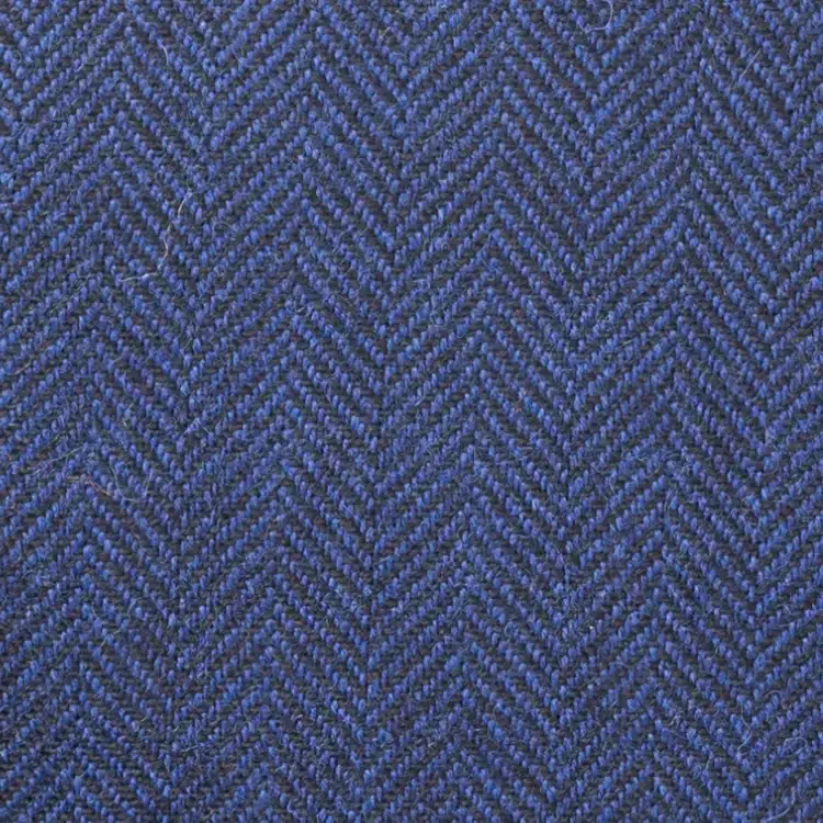 Dark Blue Herringbone Tweed Fabric
